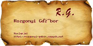 Rozgonyi Gábor névjegykártya
